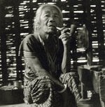 Load image into Gallery viewer, Tattooed face old woman Myanmar photo black and white
