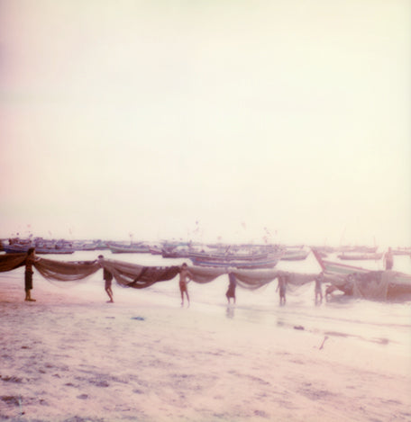 Fishermens Ngapali beach Myanmar Polaroid photography