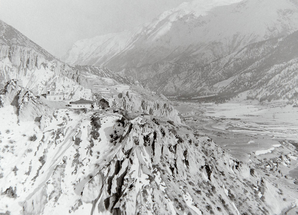 nepal monastère photo d'art noir et blanc